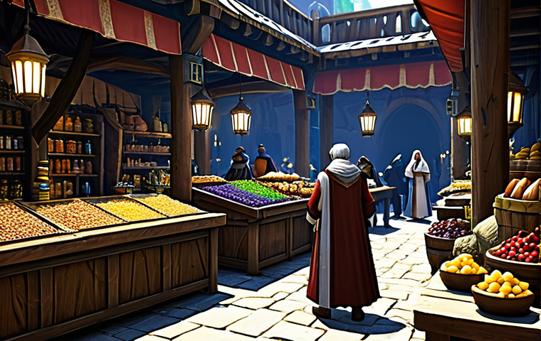 Thriving Marketplace**

"A bustling marketplace scene in a fantasy MMORPG, fully clothed merchants trading goods, appropriate attire, stalls overflowing with potions, scrolls, and crafted items, safe for work, professional digital art, perfect anatomy, natural proportions, vibrant colors, fantasy setting, high quality."

**