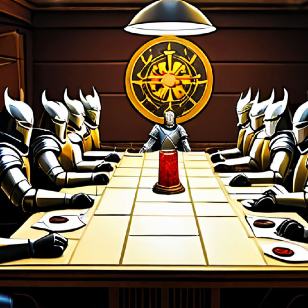 Strategic Alliance**

"A grand strategy meeting depicted in a stylized fantasy map room. Several diverse groups of fully armored warriors representing different blood pledges are gathered around a large table, planning their coordinated attack against a common enemy. Banners with unique clan emblems are displayed. The scene is lit with warm light, conveying cooperation and shared purpose. Safe for work, appropriate content, fully clothed, professional, perfect anatomy, natural proportions, high quality, digital art."

**