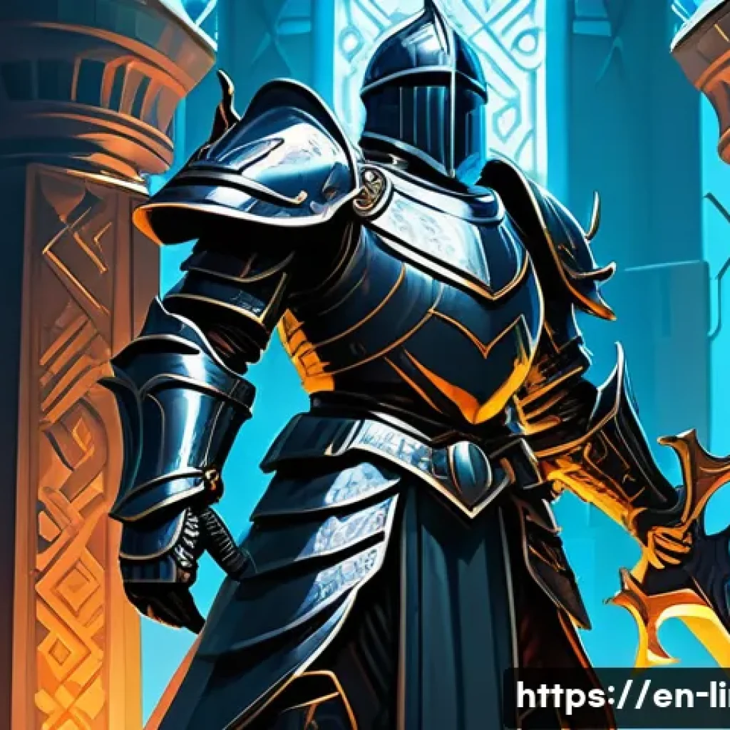 리니지M 계정 보호 방법 - **Prompt:** A detailed fantasy art illustration depicting a valiant Lineage M-inspired knight, fully...