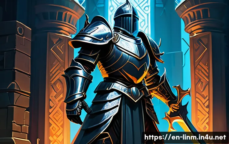 리니지M 계정 보호 방법 - **Prompt:** A detailed fantasy art illustration depicting a valiant Lineage M-inspired knight, fully...