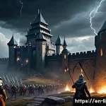 Home 20 리니지M 공성전 핵심 팁 - A dynamic Siege War battle scene featuring a diverse fantasy clan in coordinated combat roles: front...