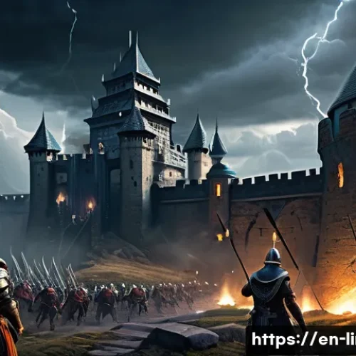 Home 32 리니지M 공성전 핵심 팁 - A dynamic Siege War battle scene featuring a diverse fantasy clan in coordinated combat roles: front...