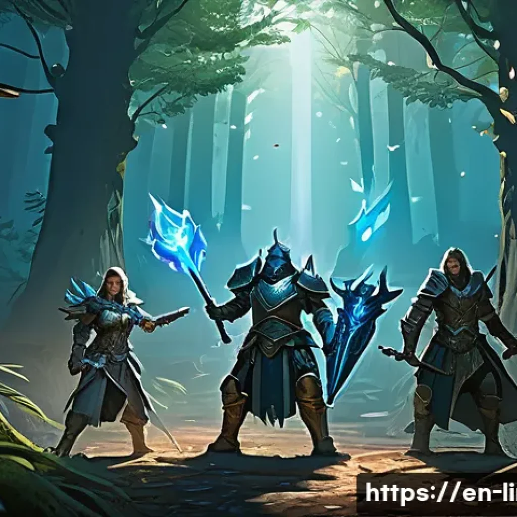 리니지M 이벤트 보상 계산 - A dynamic fantasy RPG event scene featuring diverse characters actively participating in a group rai...