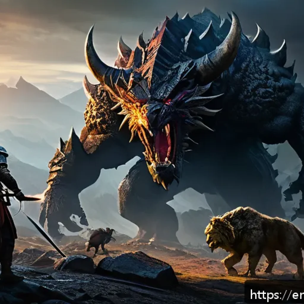 리니지M 최고 사냥터 추천 - A dynamic fantasy battle scene set at Bloodfang Ridge during off-peak hours, featuring a diverse gro...