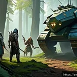 리니지M 아데나 농사법 - A dynamic fantasy RPG scene depicting a diverse party of adventurers farming in a dense monster-infe...