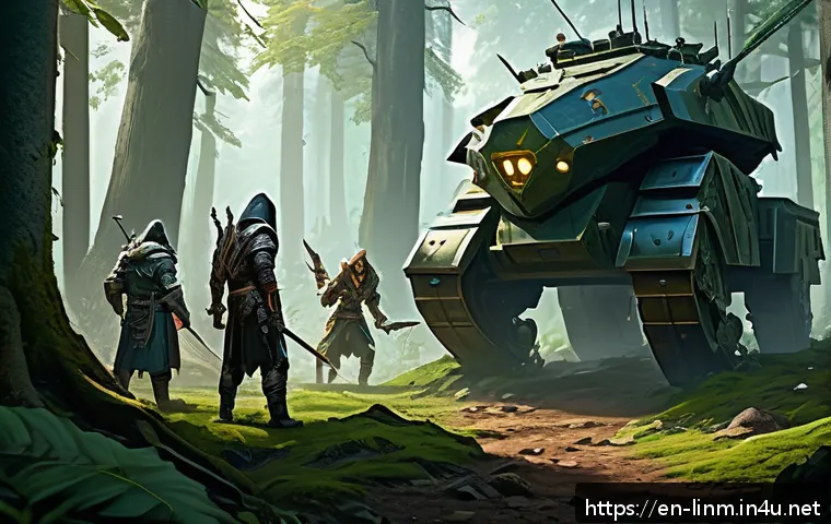 리니지M 아데나 농사법 - A dynamic fantasy RPG scene depicting a diverse party of adventurers farming in a dense monster-infe...