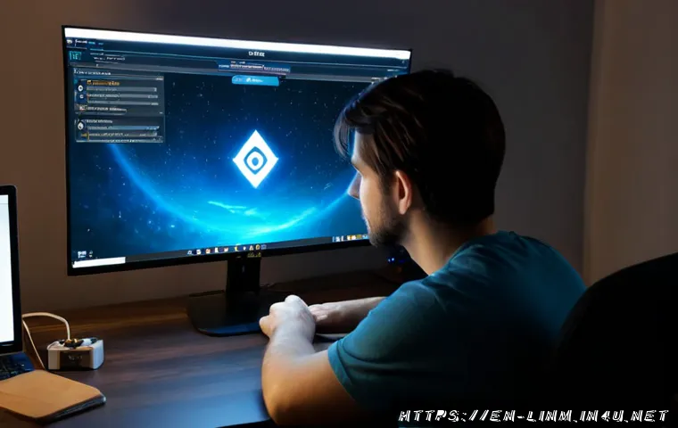 Home 17 리니지M 스탯 초기화 전략 - Photorealistic over-the-shoulder view of an adult gamer at a clean desk, studying a fantasy role-pla...