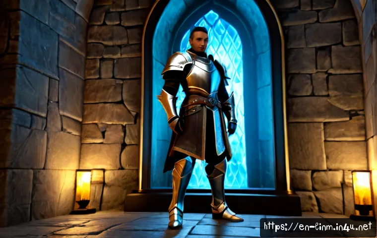 리니지M 캐릭터 외형 변경 - Photorealistic fantasy MMORPG character customization scene, a confident armored adventurer standing...